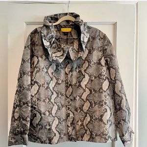 St. John Lightweight Snake print Double Zip Ruffel Collar Jacket
